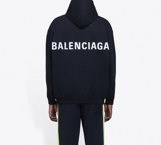 Men's Balenciaga Back Large Logo Printing Black 556143TAV371000