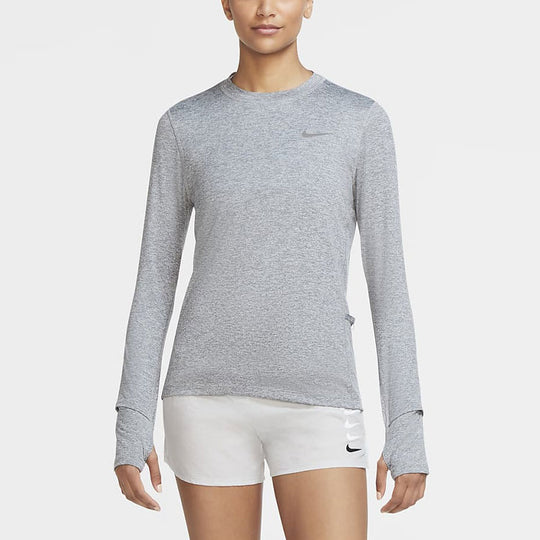 (WMNS) Nike Running Sports Round Neck Quick Dry Long Sleeves Gray T-Shirt CU3278-084