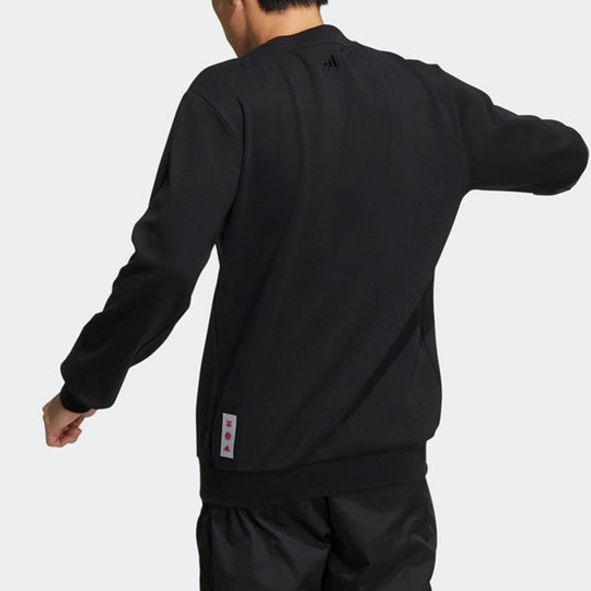 Men's adidas Cny Gfx Crew1 Limited Logo Printing Sports Round Neck Pullover Black HI3287