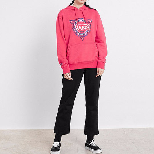 Vans Casual Sports Printing hooded Drawstring Couple Style Rose Red VN0A48CD0HI