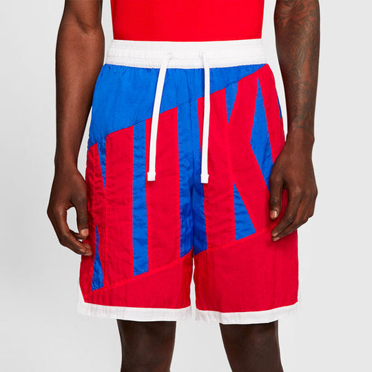 Nike Alphabet Printing Casual Sports Basketball Shorts Red Blue AT3165 ...