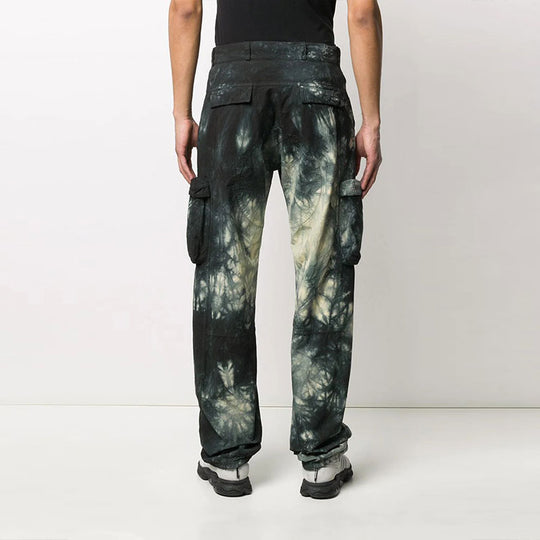 Men's Off-White Logo Tie Dye Cargo Casual Pants/Trousers Loose Fit Black OMCF015S20H860536100