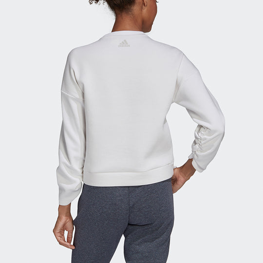 (WMNS) adidas Crew Dk Emby Loose Sports Pullover White FR5980