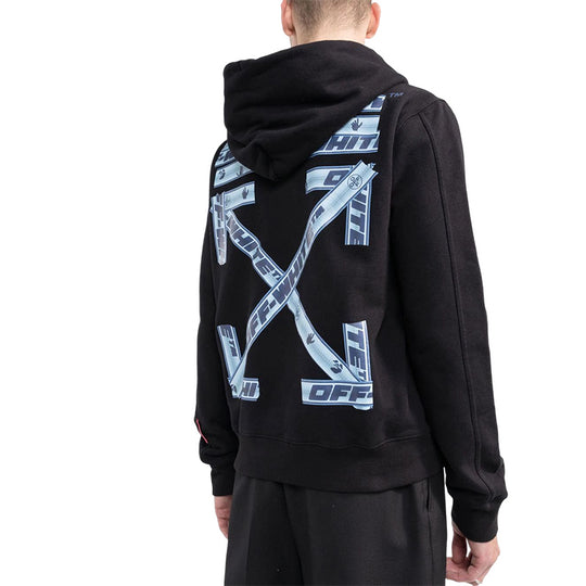 Men's Off-White SS22 Solid Color Logo Printing Hooded Long Sleeves Black OMBB034G20FLE0121045