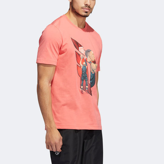adidas Dame Casual Basketball Cartoon Character Sports Round Neck Breathable Short Sleeve Pink HS4323