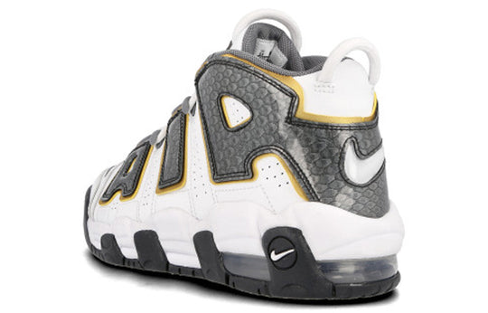 New Nike Air More Uptempo White Anthracite Snakeskin (GS) Size 4  (CQ4583-100)