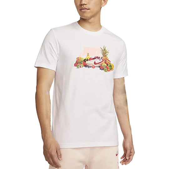 Men's Nike Fruit Printing Round Neck Short Sleeve White T-Shirt DQ1052-100