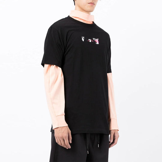 Off-White Arrow Pattern Round Neck Tee 'Black White Pink' OMAA027F21JER0171032