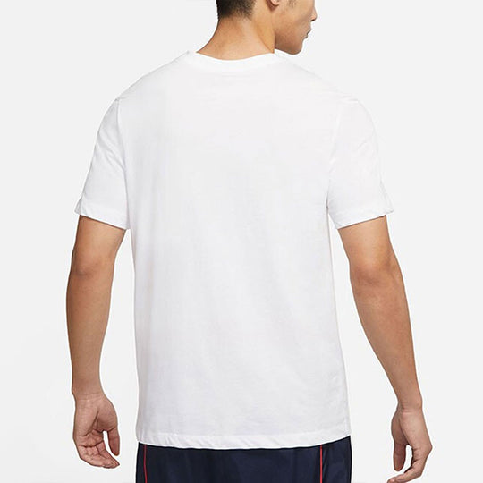 Men's Nike Flowers Large Logo Casual Sports Solid Color Round Neck Short Sleeve White T-Shirt DV1215-100