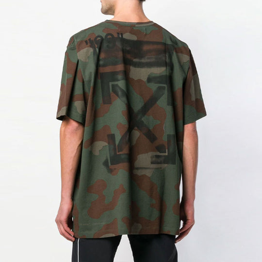 OFF-WHITE Camouflage Army Green Short Sleeve Loose T-Shirt OMAA038R191850169910 T-shirt - KICKSCREW