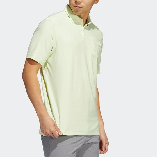 Men's adidas Solid Color Patch Pocket Short Sleeve Green Polo Shirt HA9119
