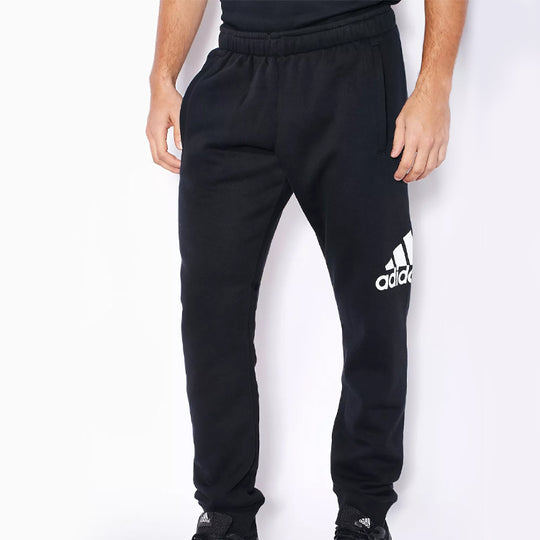 adidas Logo Training Fleece Lined Stay Warm Sports Knit Long Pants Black AB6527