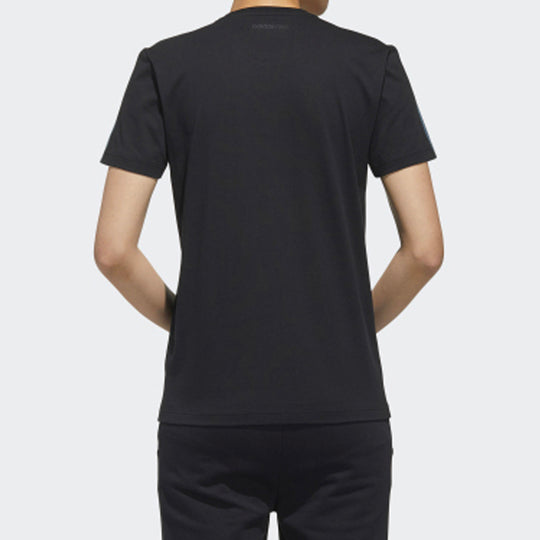 adidas neo Printing Pattern Sports Short Sleeve Black FP7320