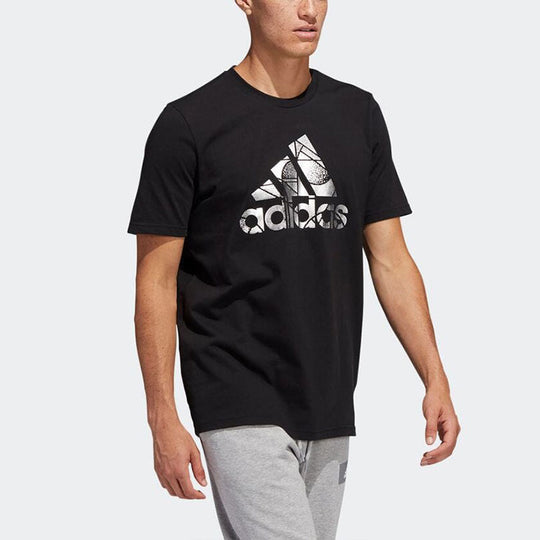 Men's adidas Alphabet Logo Printing Round Neck Sports Short Sleeve Japanese Version Black T-Shirt HE4789