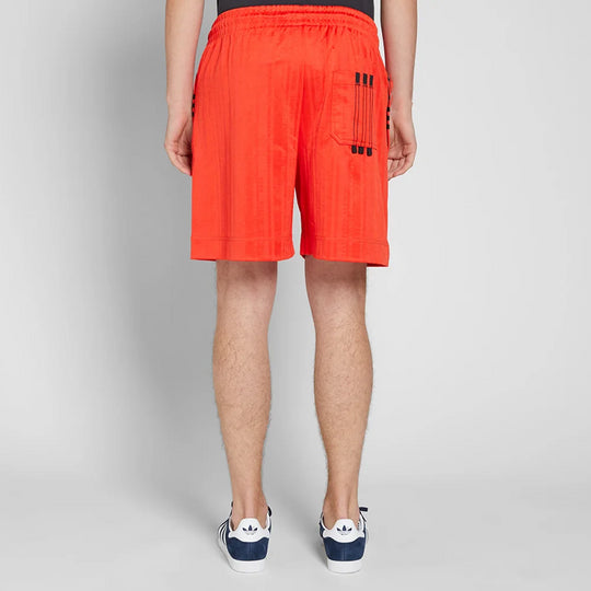 Men's adidas originals x Alexander Wang Crossover Solid Color Lacing Athleisure Casual Sports Shorts Red DM9682