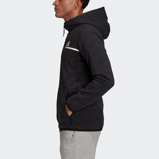 adidas Zne Fz M Winter Solid Color Fleece Lined Stay Warm Hooded Jacket Black GU2077