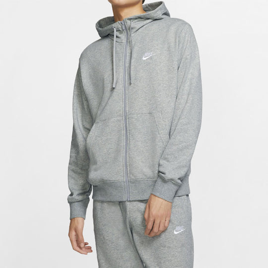 Men's Nike Basic Chest logo Hooded Zipper Gray BV2649-063 - KICKS CREW