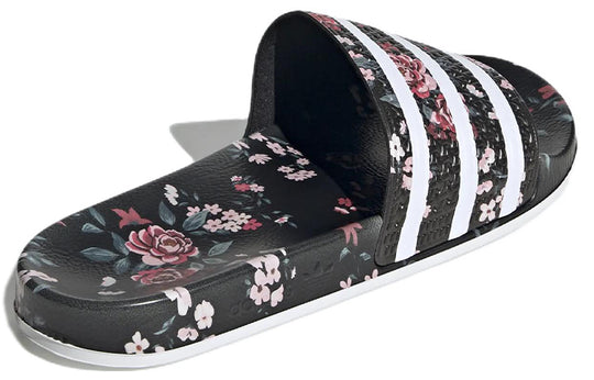 adidas originals Adilette Cozy Wear-Resistant Black Unisex Slippers 'Black White Pink' GZ7196