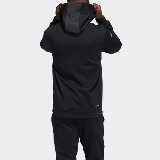 Men's adidas Logo Printing Sports Basketball Hooded Zipper Jacket Black DX6795