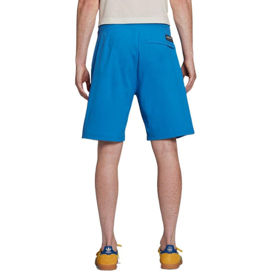 Men's adidas Solid Color Label Straight Shorts Japanese Version Blue G ...