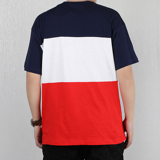 PUMA Contrasting Colors logo Knit Breathable Short Sleeve 'Navy White Red' 586041-06