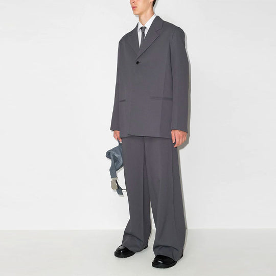 Men's Off-White FW21 Solid Color Straight Suit Casual Long Pants/Trousers Loose Fit Gray OMCA201F21FAB0020900