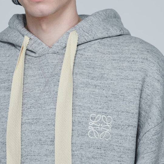 Men's LOEWE Anagram Embroidered hooded Long Sleeves Gray H6109701SI ...