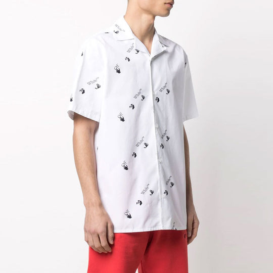 OFF-WHITE SS21 Logo Printing Short Sleeve Shirt Loose Fit White OMGA163R21FAB0010110 Shirt - KICKSCREW