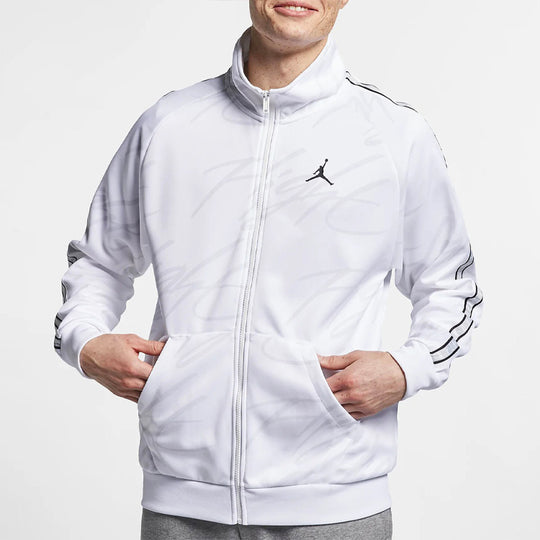 Air Jordan Jumpman Stand Collar Printing Athleisure Casual Sports Knit Jacket White AR4461-100