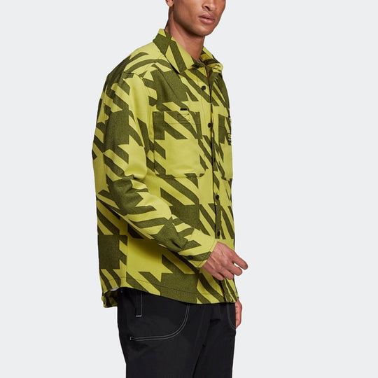 adidas originals Fashion Shirt Contrasting Colors Collar Sports Long Sleeves Green GD9343