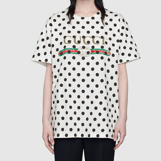 (WMNS) Gucci With Round Neck And Wave Dot Letters For White 615044-XJCLK-9381