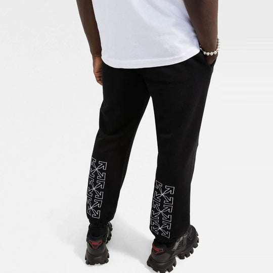 Men's OFF-WHITE Logo Solid Color Bundle Feet Sports Pants/Trousers/Joggers Black OMCH030F21FLE001 Sweat Pants - KICKSCREW
