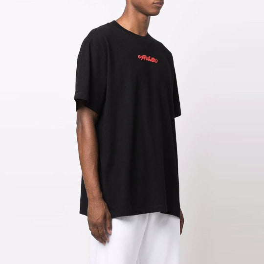 OFF-WHITE Arrow Logo Pattern Printing Short Sleeve Loose Fit Black OMAA038F21JER0041084