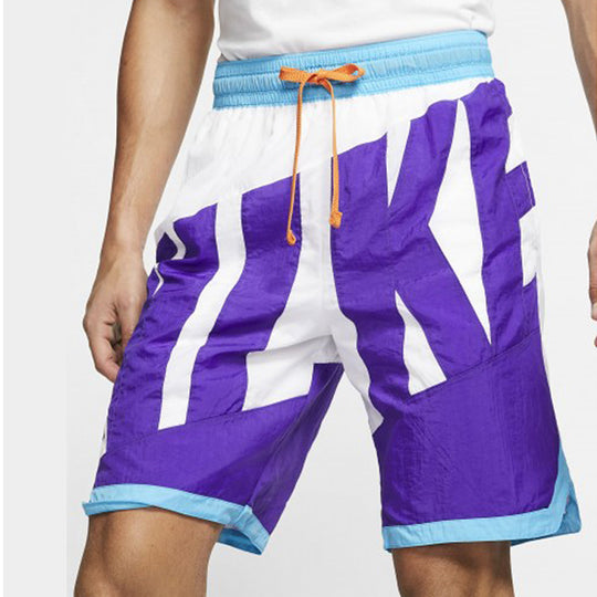 Nike DRI-FIT Throwback Large logo Drawstring Shorts Blue White Bluewhi ...