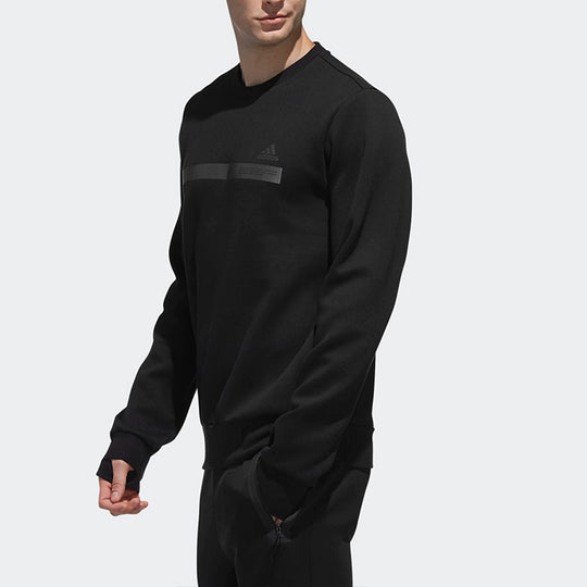 adidas Crew Swt Brand Printing Logo Round Neck Pullover Black DW4578