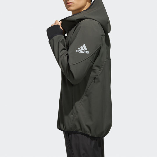 adidas Windproof Fleece Lined Stay Warm Hooded Jacket Brown ED3727 ...