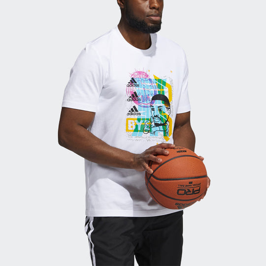 adidas Dame Avatar Bye Lillard Basketball Sports Printing Loose Round Neck Short Sleeve White GP3434