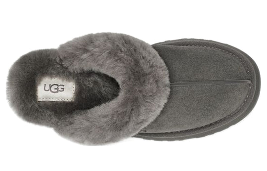 (WMNS) UGG Disquette Fluff Gray Slippers 1122550-CHRC