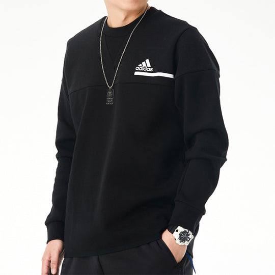 adidas Logo Stamping Sports Casual Cover Round Collar Men's Black GM6538
