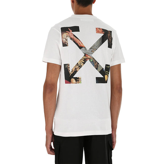 OFF-WHITE White Arrow Painting Printing Short Sleeve White OMAA027F20FAB0040110