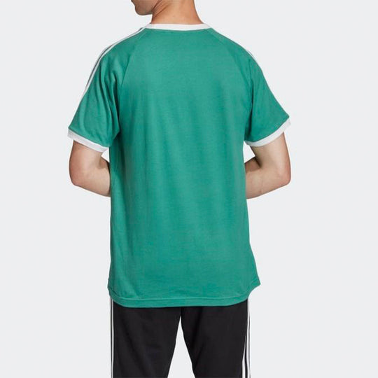 adidas originals 3-Stripes Tee Casual Round Neck Loose Logo Stripe Short Sleeve Green FM3771