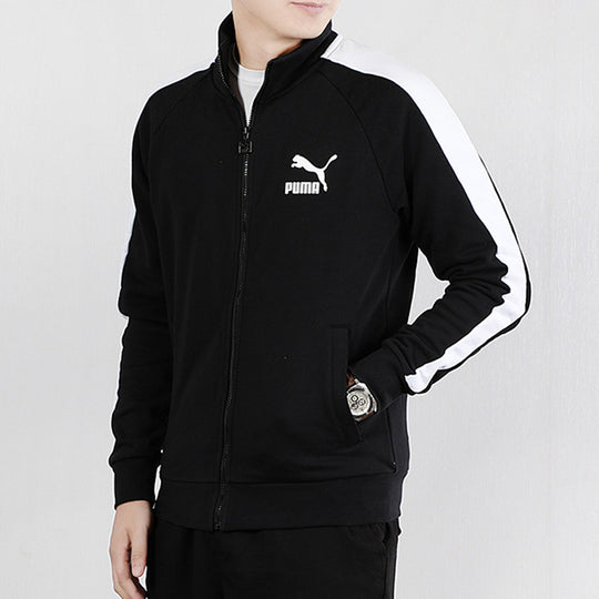 Men's PUMA Iconic Minimalistic Casual Stand Collar Jacket Black 595976 ...