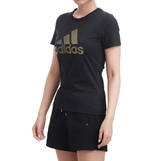 (WMNS) adidas Foil t-shirt Sports Stylish Round Neck Short Sleeve Black DW5723