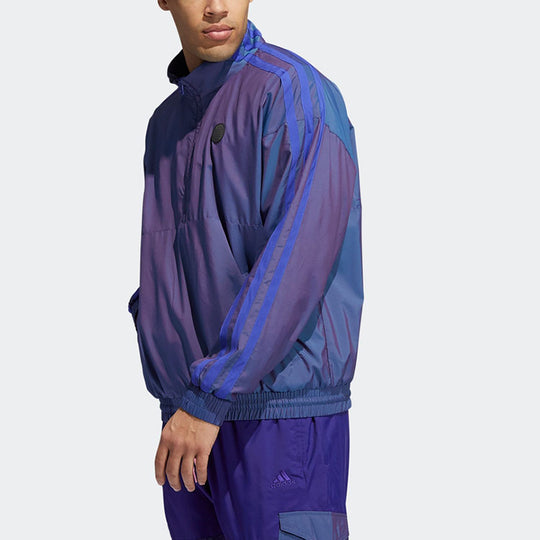 Men's adidas Half Zipper Basketball Hooded logo Jacket Dark Purple GV4 ...