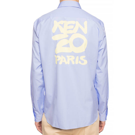 KENZO SS21 Cotton Causual Long Sleeve Shirt Male Blue FA55CH2151FA-65