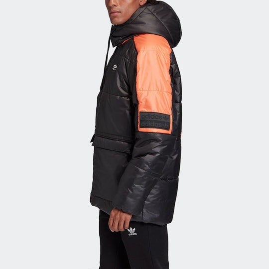 adidas originals R.y.v. Padded Stay Warm Colorblock Sports mid-length Hooded Padded Jacket Black GC8687