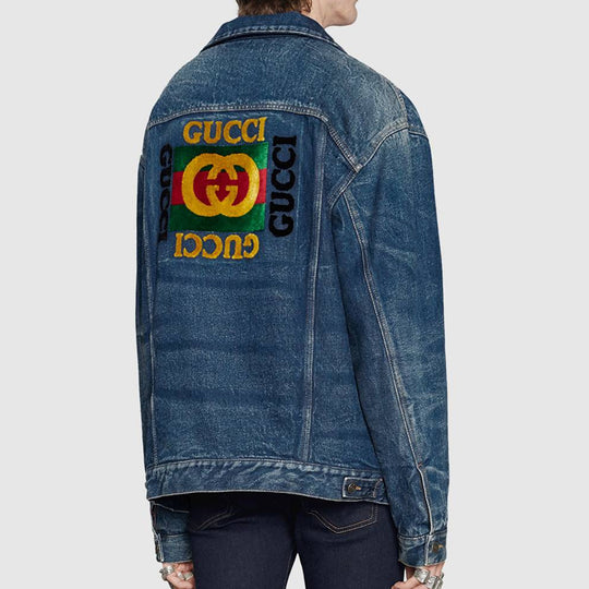 Gucci Oversize Denim Jacket With Appliqués ($2,080) ❤ liked on Polyvore  featuring men's … | Denim jacket fashion, Leather jacket men style,  Embroidered denim jacket