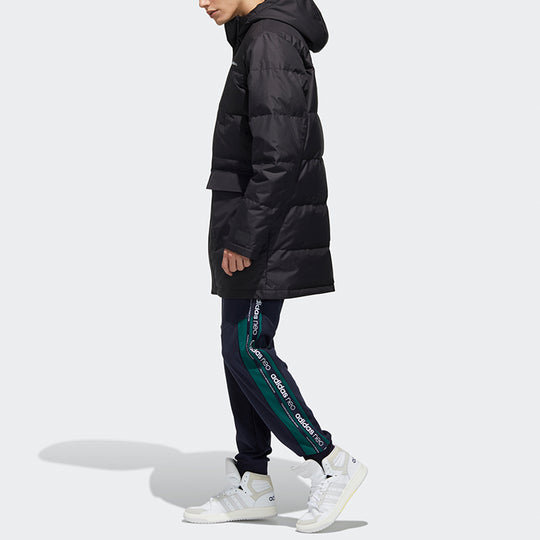 adidas neo M Wint Dwn Prka Windproof Stay Warm mid-length Sports hooded down Jacket Black GJ8786