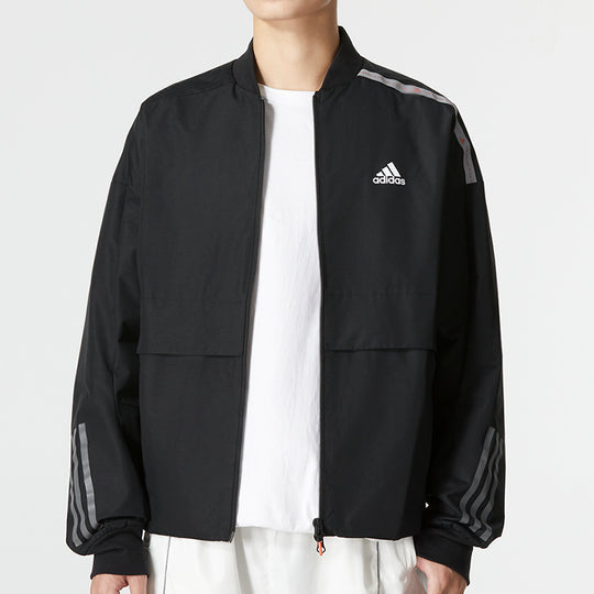 Men's adidas Th Bom Wvjkt Sports Stripe Casual Woven Jacket Black HM5161