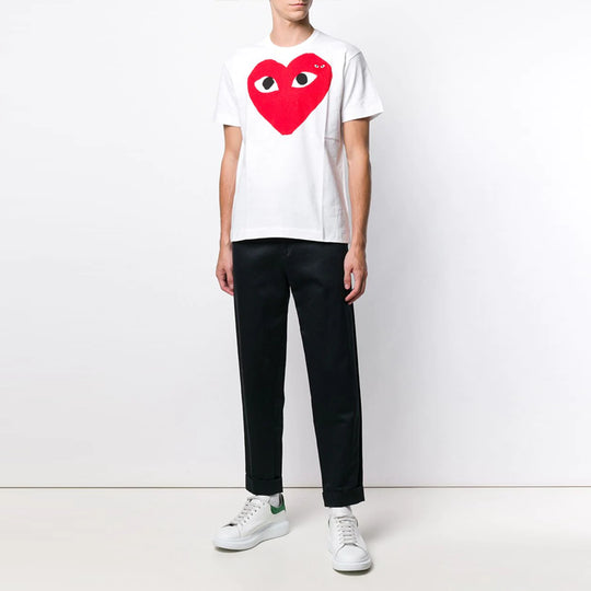 COMME des GARCONS PLAY Love Printing Casual Short Sleeve White AZT026